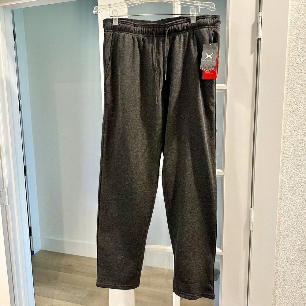 Game Time Men Sweatpants Joggers Sz Large Gray & Black Drawstring 29.5" Inseam